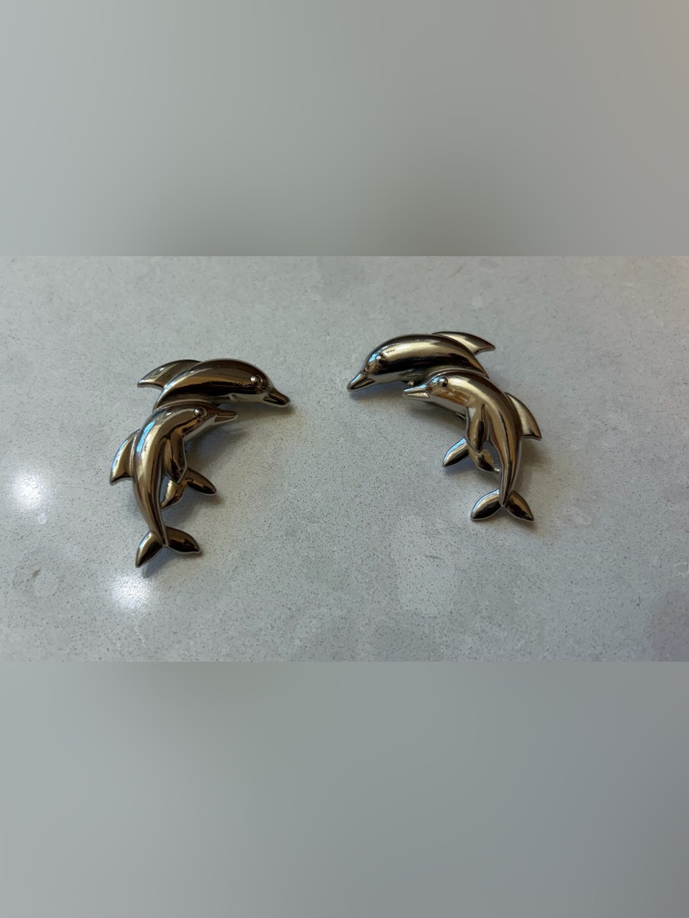 Silver-tone Dolphin Clip-On Earrings
